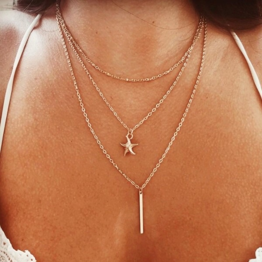 ⭐️Gold Layered Star Fish and Pendant Necklace